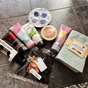 Assortment of beauty care items. Everything pictured is new.